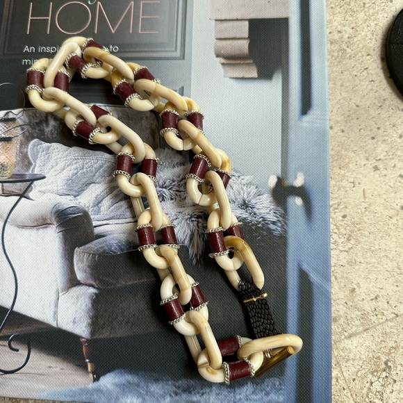 Anthropologie Resin & Leather Chain Necklace - Picture 6 of 9